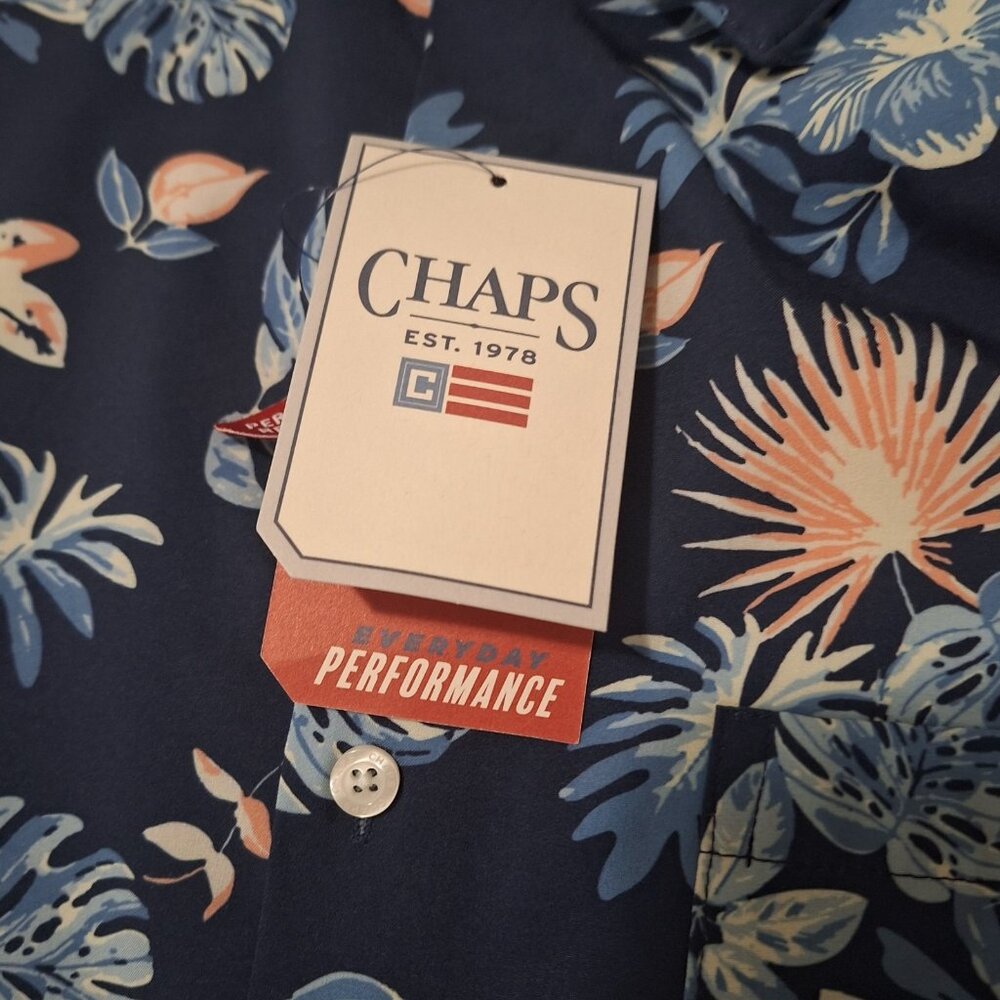 NWT Chaps Everyday Performance Mens Hawaiian AOP Short Sleeve Button Up Shirt LG - Picture 6 of 7